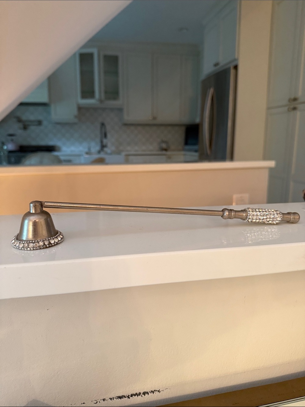 Rhinestone Candle Snuffer in Antique Silver Tone